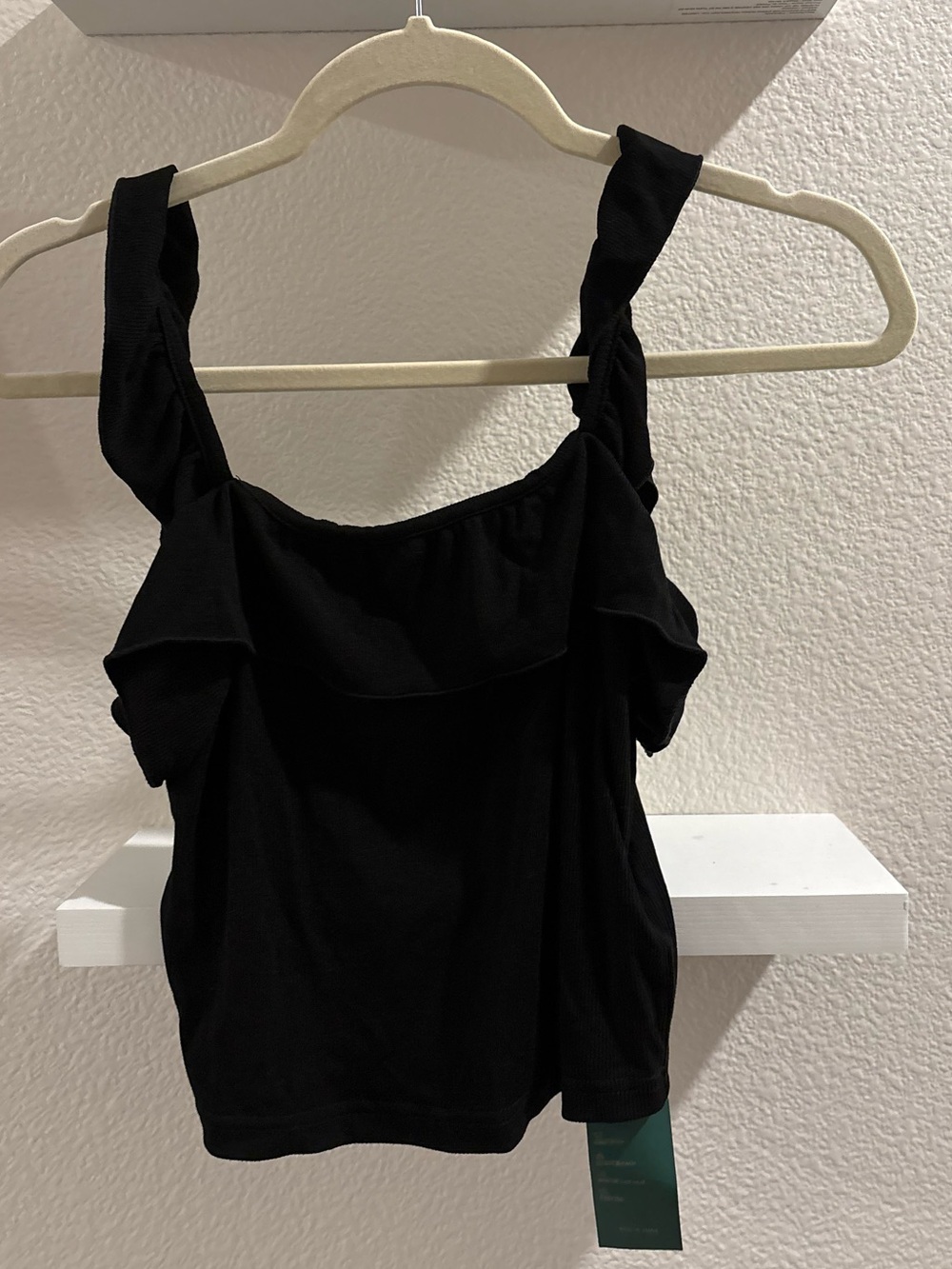 Mido Black Ruffle Strap Camisole